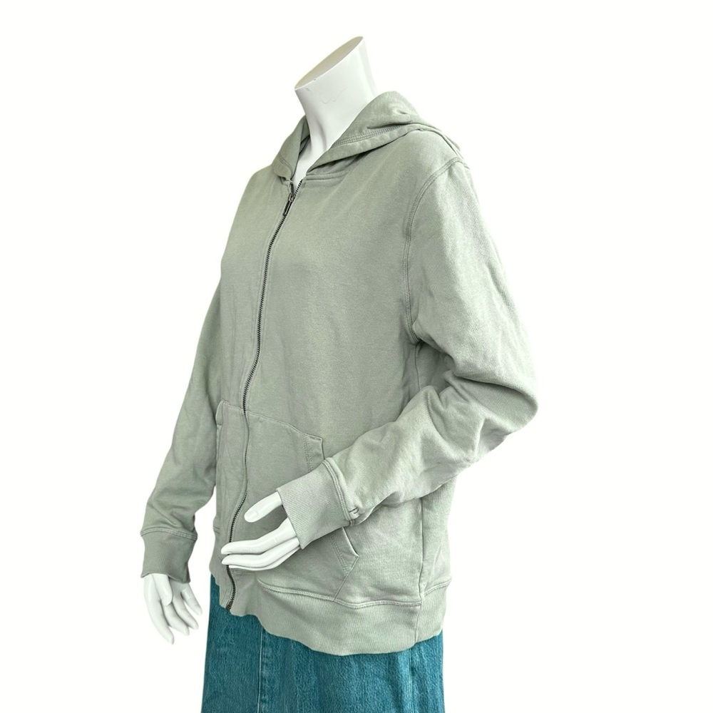 Pact Sage Green Organic Cotton Heavyweight Zip Up Hooded Sweatshirt Medium - Picture 5 of 7